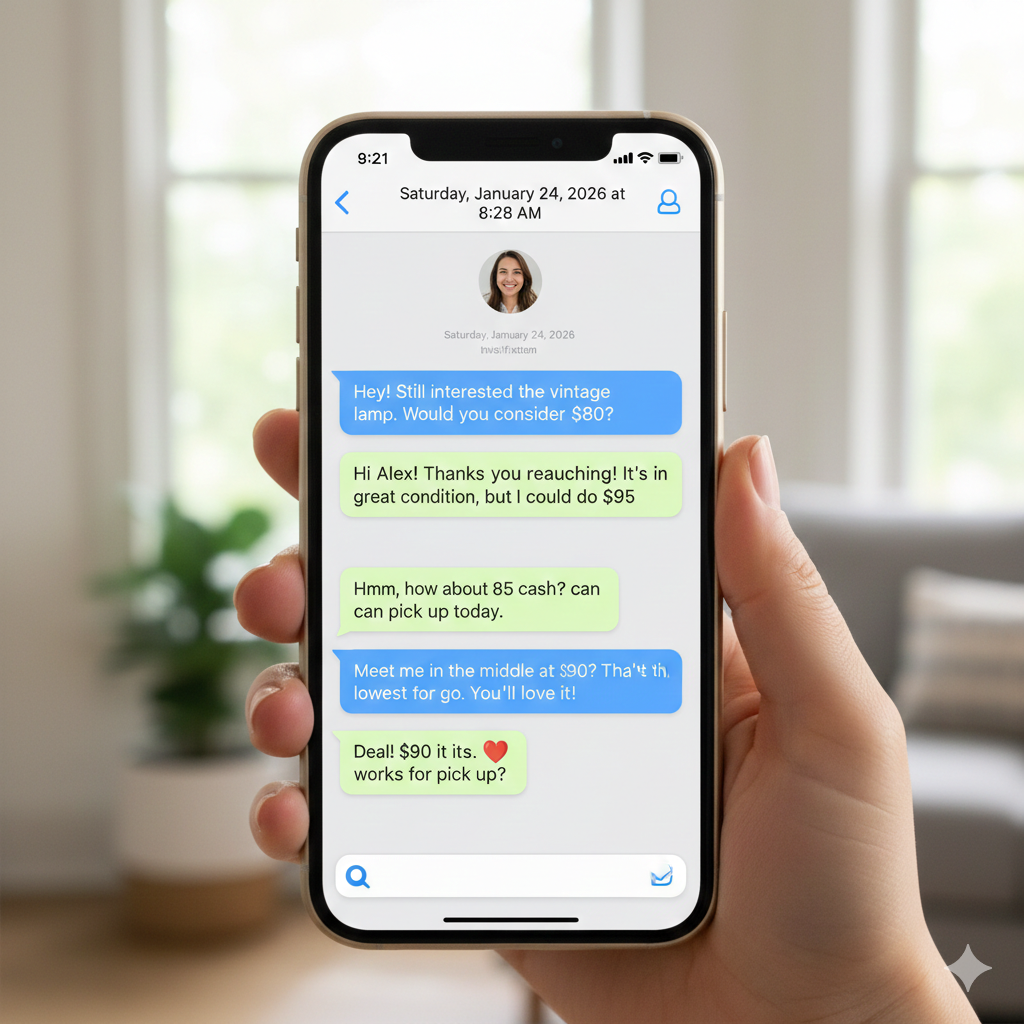 Buyer and seller negotiating price on phone